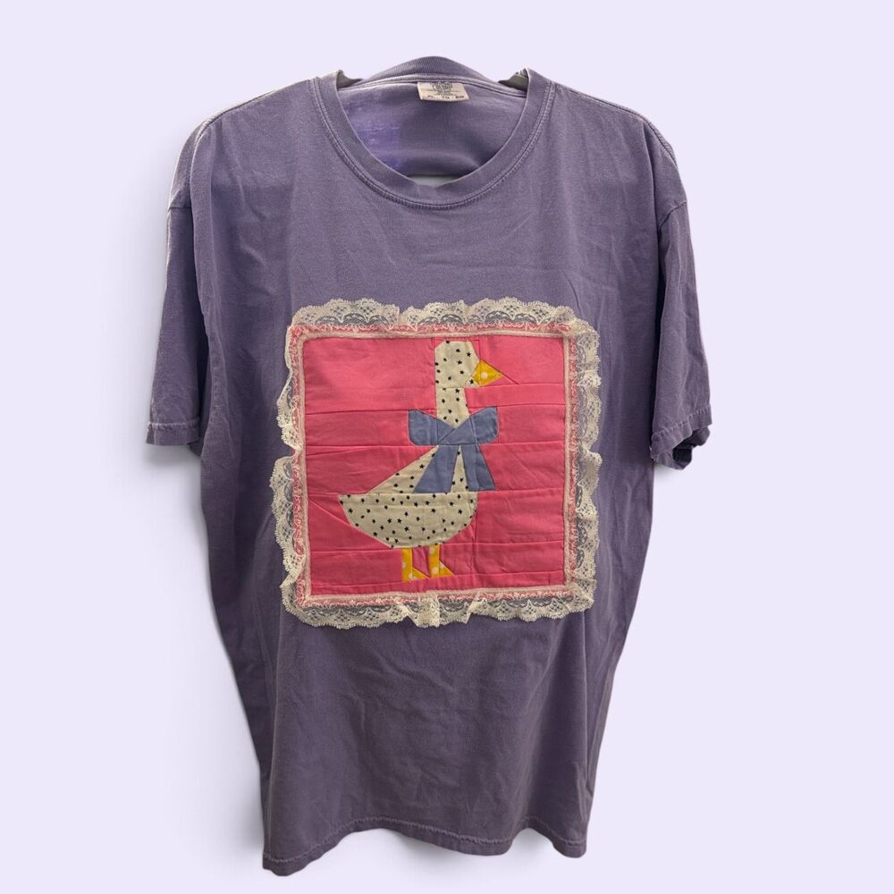 XL comfort colors goose quilt block upcycled t-shirt